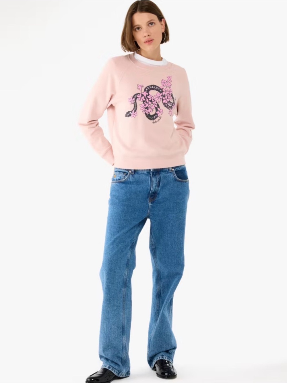 0007. kate spade Pink Floral Snake Graphic Sweatshirt - Picture 2 of 6